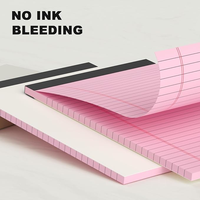 5pcs Colored Note Pads 5x8 College Ruled Small Legal Pads Paper Notepads 5 Pack Study Back Writing Pads 5 x 8 Paper Pads Perforated Narrow Ruled Pads of Paper