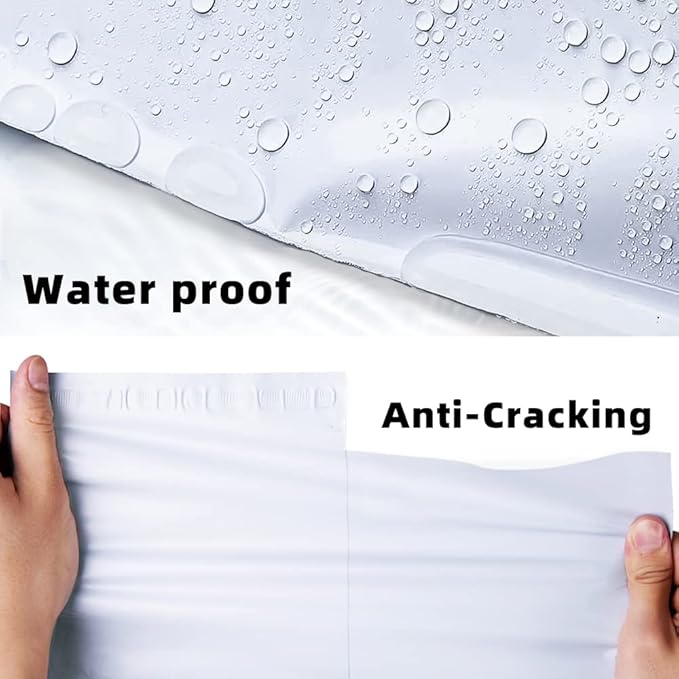 POLYSELLS 1000 pcs 10x13 Inches White x Silver Poly Mailers Shipping Envelopes, Strong Adhesive Sealing, Waterproof, and Tear-resistant Postal Mailing Bags for Clothing, Books, and Accessories