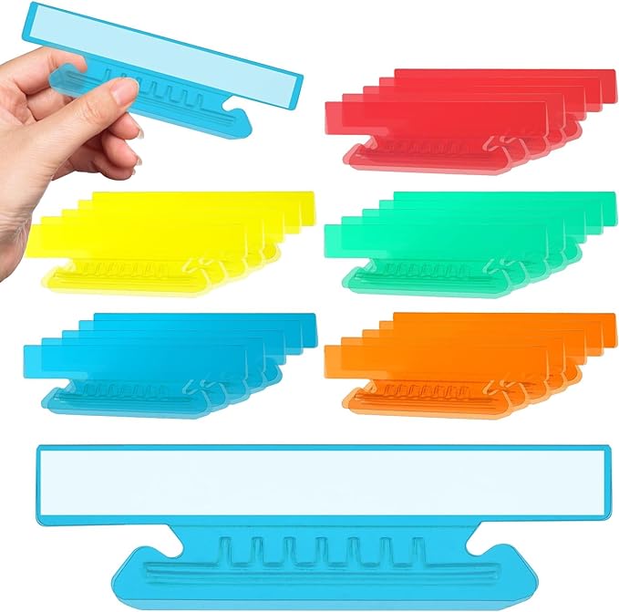 50 Pieces 4 Inch Hanging File Folder Tabs and Inserts Large Clear Plastic Hanging Folder Tabs for Filing Cabinet Folders Labels Back to School Supplies Assorted Colors (50)