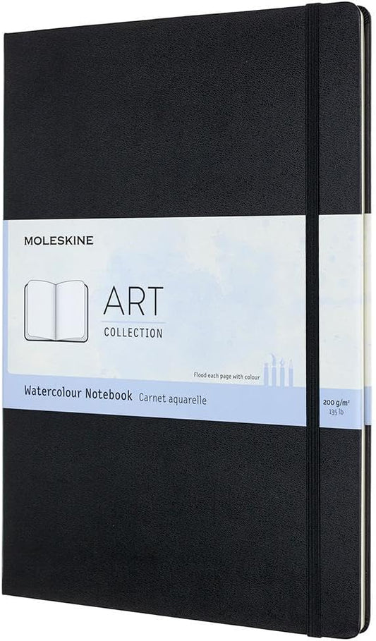 Moleskine Art Watercolor Notebook, Hard Cover, A4 (8.25" x 11.75") Plain/Blank, Black, 60 Pages