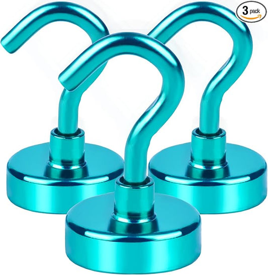 DIYMAG Magnetic Utility Hooks, 30Lbs Heavy Duty Magnet Hooks with Nickel Coating for Kitchen, Garage, Cruise, Classroom, Workplace and Office etc, 3 Packs (Green)