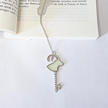 Zodiac Feather Bookmark Gifts for Women Men, Cool Metal Bookmark Glow in The Dark Capricorn Bookmark, Luminous Star Sign Constellation Horoscope Bookmark Gifts