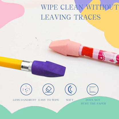 PRALB 400PCS Pencil Top Eraser Bulk Caps for Pencils,Chisel Shape Erasers Toppers Assorted Colors for Party Favors Games Prizes, Pencil Top Erasers Cap for Home School Classroom Office