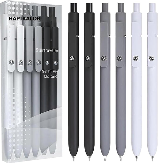 Easter Basket Stuffers for Men, College School Supplies, 0.5mm Black Ink Pens for Journaling, Cool Stuff Gifts for Dad Boyfriend, Birthday Gifts for Men, Valentines Stuff (6pcs Black Gray White)