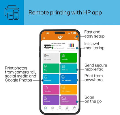 HP OfficeJet Pro 8138e Wireless All-in-One Color Inkjet Printer, Print, Scan, Copy, Fax, ADF, Duplex Printing Best-for-Home Office (Renewed Premium)