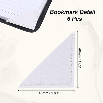 uxcell 6Pcs Leather Square Bookmarks, Corner Bookmarks Book Marks Page Markers Cute Page Clip for Men Women Teacher Reader Book Lover Writers (White)