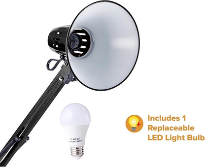 Bostitch Office VLF100F Swing Arm Metal Floor Lamp, 72" Tall with Multi-Joint Adjustment, Includes Replaceable LED Bulb (VLF), Black