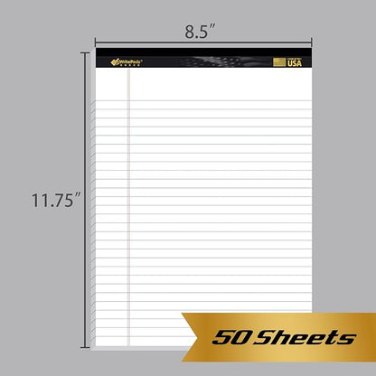 KAISA Legal Pads 8.5x11 Note Pads, Wide Ruled 8.5"x11" Writing Pads, 50 Sheets Perforated Notepads, 20lb Heavyweight Rigid Back Premium Legal Pads, White Paper Pads, 12Pad,