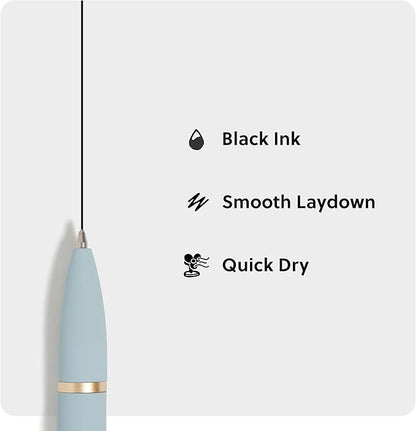 U Brands Monterey Ballpoint Pens, 6 Count, Bright Pastels, Soft Touch, Gold Details, Bold (1.0 mm) Point, Black Ink