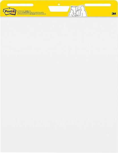 Post-it Super Sticky Easel Pad, 25 x 30 Inches, 30 Sheets/Pad, 6 Pads, Large White Premium Self Stick Flip Chart Paper, Super Sticking Power (559VAD6PK)