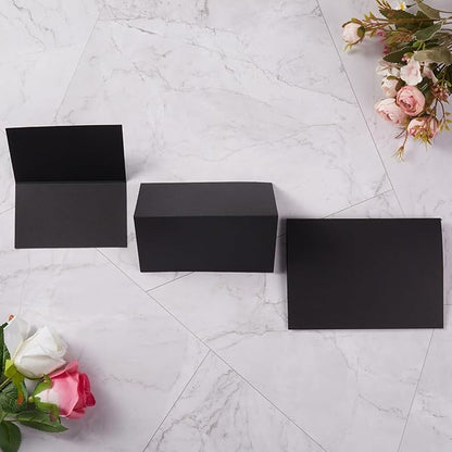50 Pack Blank Cards Folded Cardstock Thank You Blank Greeting Cards for Invitations, Wedding, Greeting Cards, All Occasion DIY (Black, 3x5)