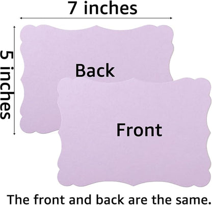 50 Pack Blank Kraft Cards Cardstock Thick Paper Brown Greeting Cards for DIY Gift Card Menus, Baby Shower and Wedding Invitations (Purple, 5 Colors, 5x7IN)