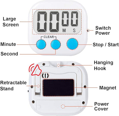 Classroom Timers for Teachers Kids Large Magnetic Digital Timer 24 Pack-Blue White