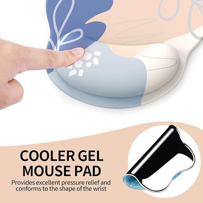 eulps Mouse Pad with Wrist Rest, Comfortable Computer Mousepad with Gel Wrist Support Smooth Surface and Non-Slip PU Base for Pain Relief, Laptop, Office & Home (Leafy Lushness)