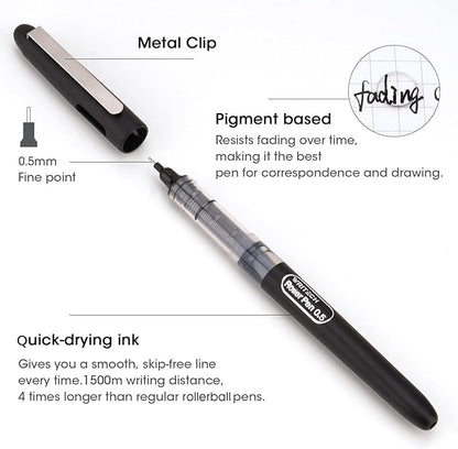 WRITECH Liquid Ink RollerBall Pens Quick Dry Ink 0.5 mm Extra Fine Point Pens 8 Pcs Rollering Pens Assorted Colors Ink for Writing, Taking Notes & Sketching (Multicolor)