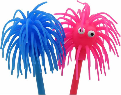 6 PCS Cute Sea Urchin Shaped Pens Soft Rubber Funny Monster Ballpoint Pens For School Christmas Office Party