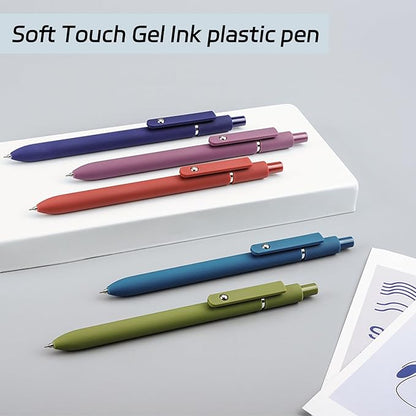 Gel Pens, 5Pcs 0.5mm Fine Point Black Ink Pens With Smooth Wirting,Qucik Dry Pens For Journaling, Cute Nice Aesthetic Pens, Office School Supplies for Women Men Student(Retro)