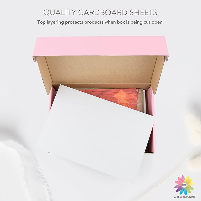 Mat Board Center, 25 pack 11x17 Corrugated Cardboard sheet, 1/8 inch thick, Flat Cardboard Inserts for Mailing, Packaging & Shipping, Cardboard Backing, Craft Card Board (White on one side)