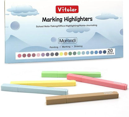 Vitoler 20Pcs Highlighters,Pastel Highlighters Set,Assorted Morandi Color Highlighters, Chisel Tip Bible Highlighters for School Office Supplies