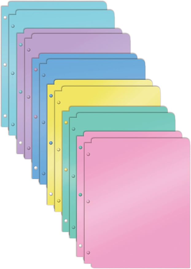 Better Office Products 3 Hole Punch Pocket Folders, Bulk Pack, Sturdy Plastic 2 Pocket Folders, Assorted Pastel Colors, Letter Size, with Business Card Slot,(12 Pack)
