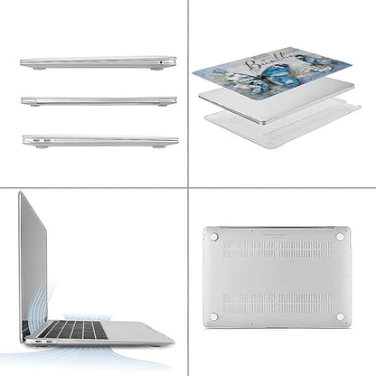 Compatible with 13.3 Inch MacBook Air A1466/A1369, Blue Flower Butterfly Hard Plastic Shell Cover Case