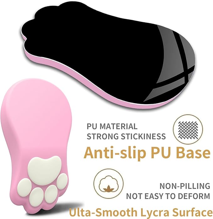 Ergonomic Mouse Pad with Wrist Rest,Cute Cat Paw Mousepad Wrist Support,Comfortable Massage Design Computer Pain Relief Mouse Pad with Non-Slip PU Base for Desk Laptop Gaming Office,Pink