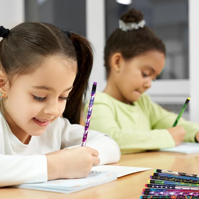 ArtCreativity Wooden Pencils for Kids with Eraser - (80 Count) Fun Assorted Number 2 Pencils, Assorted Designs Fun Pencils School Supplies - Bulk Pencils for Classroom - Great Party Favors