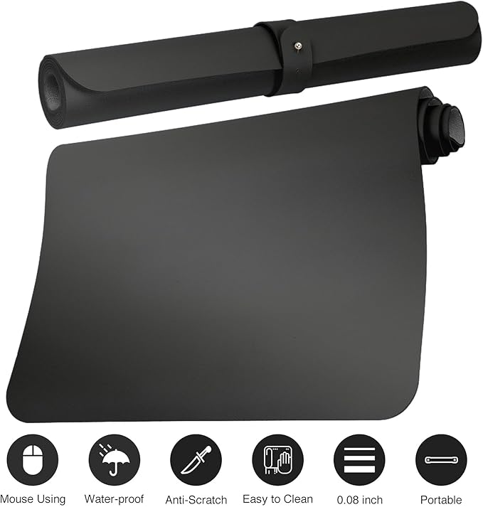 Boutilon Leather Desk Pad 47"x 24" Non-Slip Mouse Pad,Business Desk Pad,Extended Table Protector for Keyboard and Mouse,Desk Writing Pad for Office Home Working Decor (XXXL-Black)