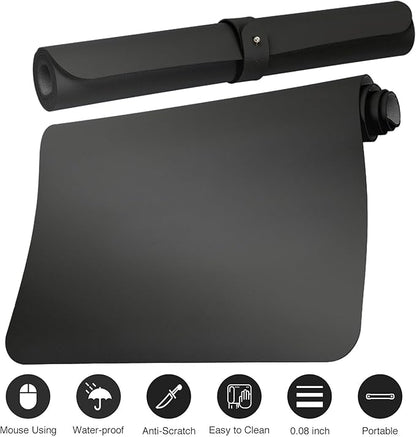 Boutilon Leather Desk Pad 47"x 24" Non-Slip Mouse Pad,Business Desk Pad,Extended Table Protector for Keyboard and Mouse,Desk Writing Pad for Office Home Working Decor (XXXL-Black)