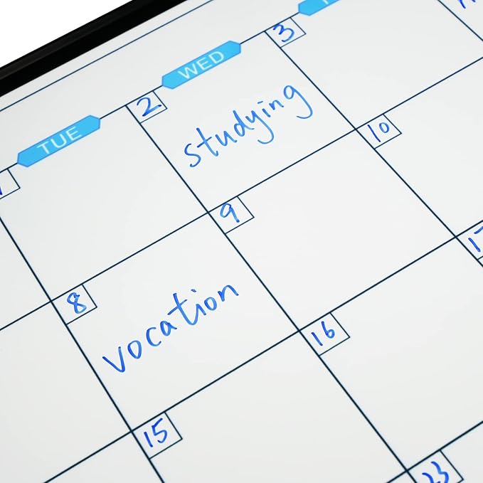 JILoffice Magnetic Calendar Whiteboard & Bulletin Corkboard Combination, Combo Board 36 x 24 Inch, 2 Pack, Black Aluminum Frame Wall Mounted Board for Office Home and School with 10 Push Pins