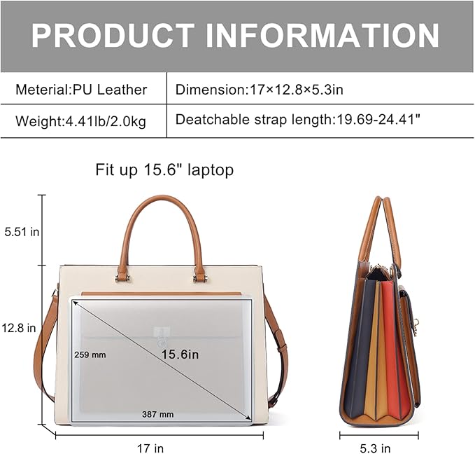 CLUCI Briefcase for Women Vegan Leather 15.6 Inch Laptop Bag Large Pocket Business Ladies Shoulder Bag