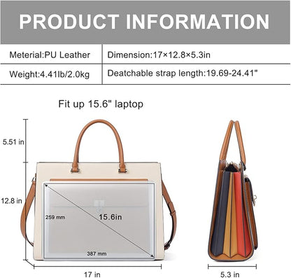 CLUCI Briefcase for Women Vegan Leather 15.6 Inch Laptop Bag Large Pocket Business Ladies Shoulder Bag