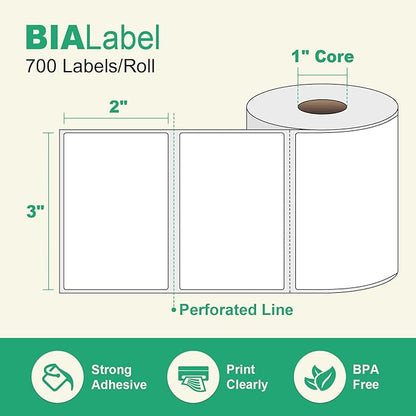 12 Rolls 3" X 2" Barcode Labels, 700/Roll - Direct Thermal Labels Compatible with Zebra & Rollo Printers