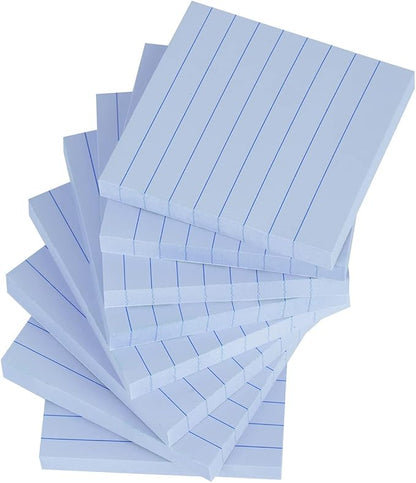 Vanpad Lined Sticky Notes 3x3 Inches, Light Sky Blue Ruled Self-Stick Pads, Easy to Post for Home, Office, Notebook, 8 Pads/Pack