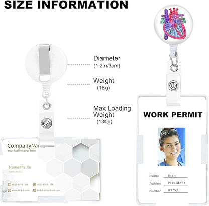 Heart Badge Reels Holder Retractable with ID Clip for Nurse Name Tag Card Nursing for Doctor Teacher Student Employee Office Medical Work