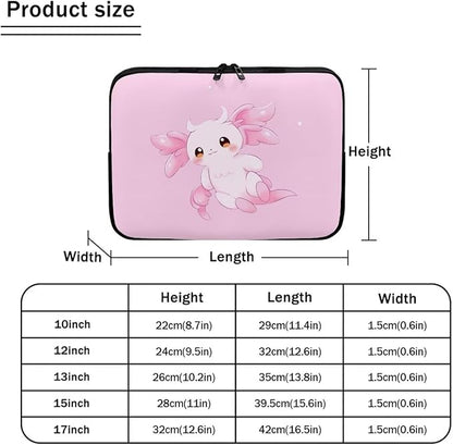 Cute Axolotl Laptop Sleeve for Women 15 inch Lap Top Case Slightly Laptop Pouch with Humanize Design Computer Carrying Case Easy to Clean Laptop Accessories Pink Tablet Bag