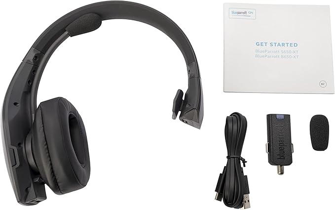 BlueParrott B650-XT Trucker Bluetooth Headset – Mono, Wireless Noise Cancelling Headset - Activated ANC for Clear Calls, Extended Wireless Range, IP54-Rated - Ideal for Anyone On-The-Go, Black