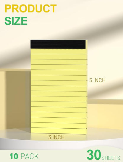 Yellow Note Pads 3x5 Small Notepads 3x5 Memo Pads Small Notebooks 3x5 Writing Pads 3x5 Lined Notepads 10 Pack Small Pads of Paper 3 x 5 Note Paper Pads 3x5 Yellow Pocket Notebook 30 Sheets per Notepad