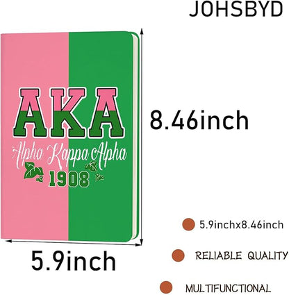 AKA Sorority Gift Leather Notebook for Women Girls Pink and Green Greek Sorority Journal Notebook Sisterhood Graduation Gift (2)