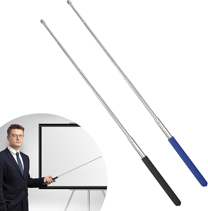 2 Pack Retractable Teacher Pointer 𝟑𝟗.𝟓'', Pointer Stick with 𝗦𝘁𝘆𝗹𝘂𝘀 Smooth Sensitive Tablet Pen Stylus Pen, Teacher Coach Presenter Pointer
