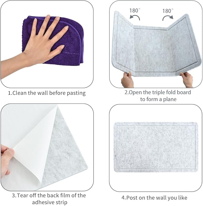 Vuzvuv Grey 28"x16" Large Cork Board with 50 Push Pins & Sticky Notes, Self-Adhesive Bulletin Board No Damage for Wall, Felt Pin B1oard for Paste Notes, Photos, Schedules Offices Home