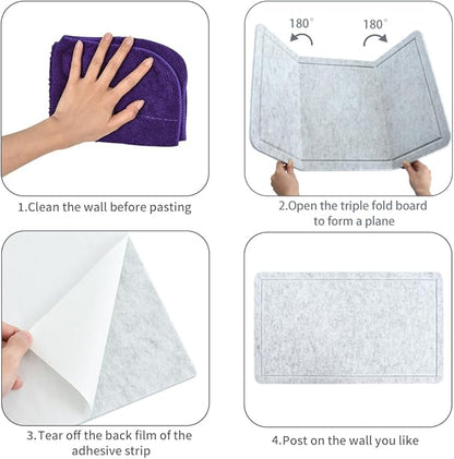 Vuzvuv Grey 28"x16" Large Cork Board with 50 Push Pins & Sticky Notes, Self-Adhesive Bulletin Board No Damage for Wall, Felt Pin B1oard for Paste Notes, Photos, Schedules Offices Home