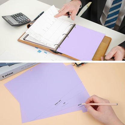 3 Ring Pink Binder Dividers with 8-Tabs, A4 Purple Binder Dividers, Sturdy Plastic Dividers, Aesthetic Dividers for Binder, Suitable for Notebooks and Binders, Tabs for Binder, 3 Hole Punch(Purple,A4)