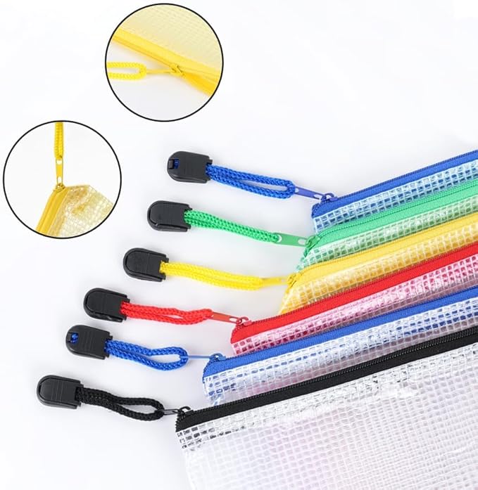 EOOUT 36pcs Mesh Zipper Pouch for Organizing, A4 Letter Size Zipper Storage Bags, Multicolor Plastic File Pouch Multipurpose for Classroom Organization Travel Storage Board Game Storage