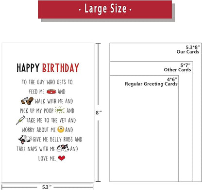 Ziwenhu Dog Dad Birthday Card, 8 x 5.3 inches, Recycled 300gsm Linen Cardstock, Blank Inside