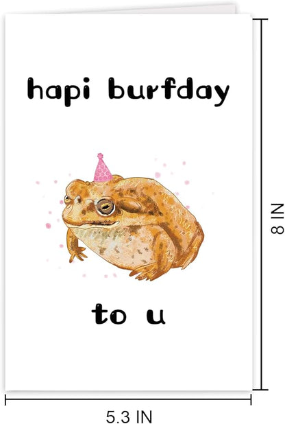 Funny Grumpy Frog Birthday Card Gift for Women Men Son Daugher, Toad Frog Lover Birthday Greeting Card Gift for Husband Wife Boyfriend Girlfriend