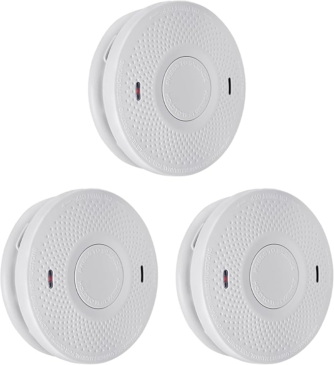 ANKA Smoke Alarms 10 Years Battery Dual Smoke Sensor Alarm with Voice Warning, 10 Year Lithium Battery Fire Alarm,Complies with UL 217 Standards, Fire Alarms Detector (3PCS)