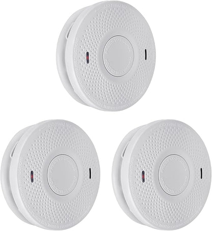 ANKA Smoke Alarms 10 Years Battery Dual Smoke Sensor Alarm with Voice Warning, 10 Year Lithium Battery Fire Alarm,Complies with UL 217 Standards, Fire Alarms Detector (3PCS)