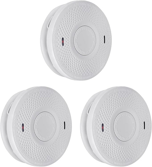 ANKA Smoke Alarms 10 Years Battery Dual Smoke Sensor Alarm with Voice Warning, 10 Year Lithium Battery Fire Alarm,Complies with UL 217 Standards, Fire Alarms Detector (3PCS)