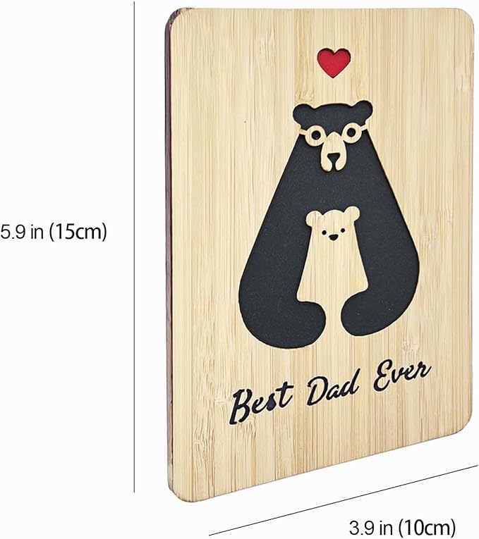 Fathers Day Cards,Handmade Bamboo Greeting Cards,Wooden Thankyou Card,Father's day Card for Dad,Best dad ever